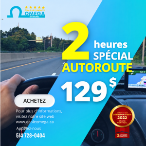 Cours de conduite sur autoroute à Montréal – séance de 2 heures